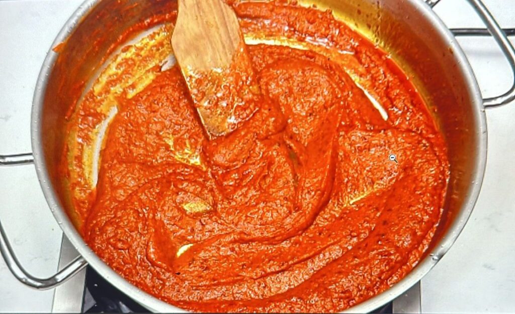 a pan of red sauce