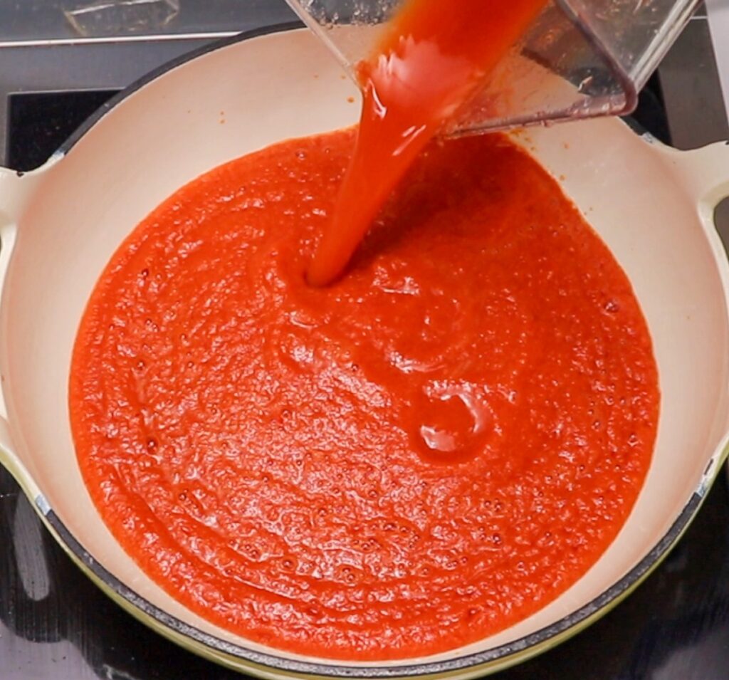a bowl of blended tomatoes
