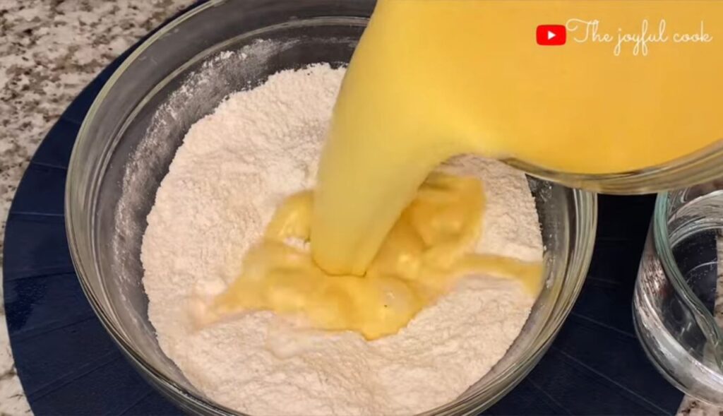 Mixing the flour for pancakes