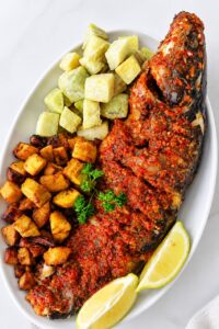 Oven-Baked Catfish with Pepper Sauce
