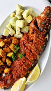 Oven-Baked Catfish with Pepper Sauce