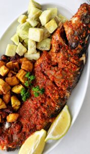 Oven-Baked Catfish with Pepper Sauce
