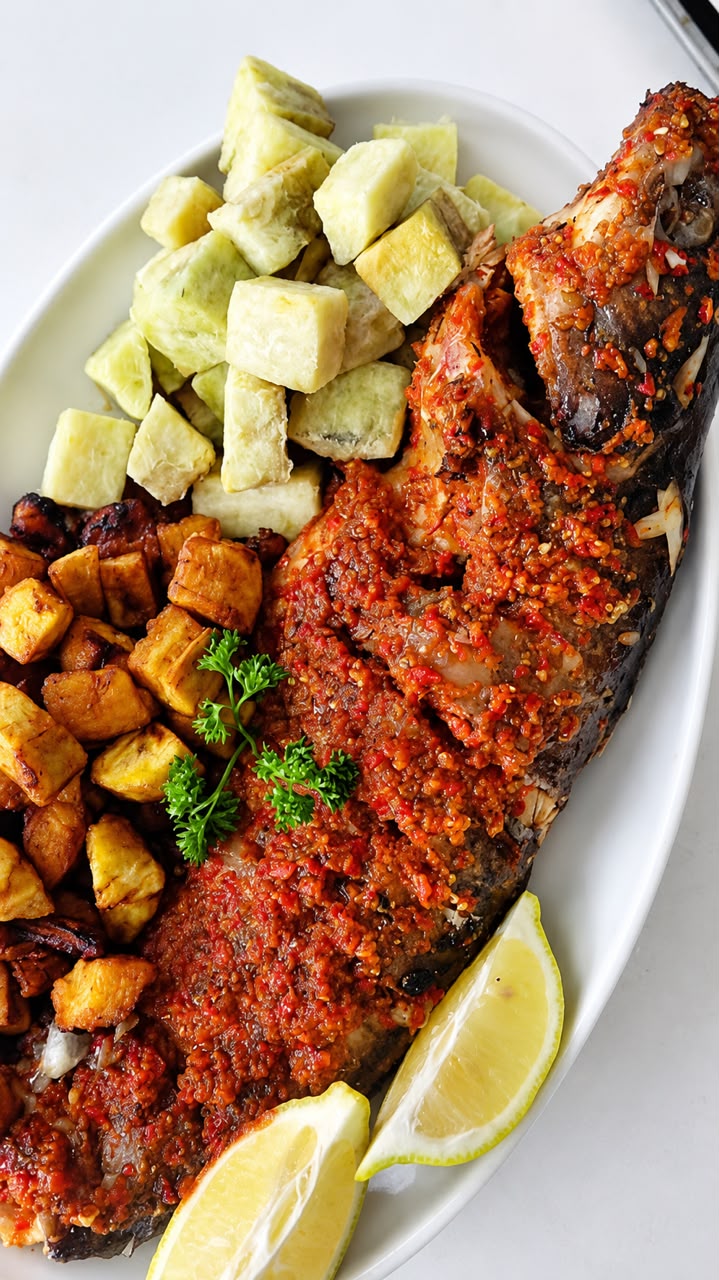 Oven-Baked Catfish with Pepper Sauce